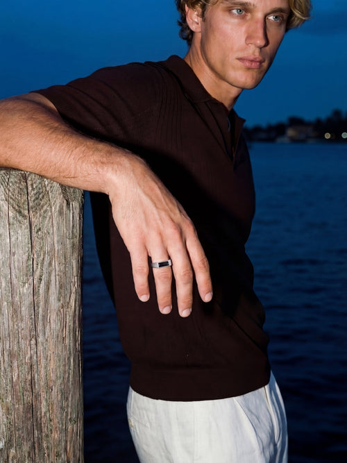 Bague LAGO Noir | Argent