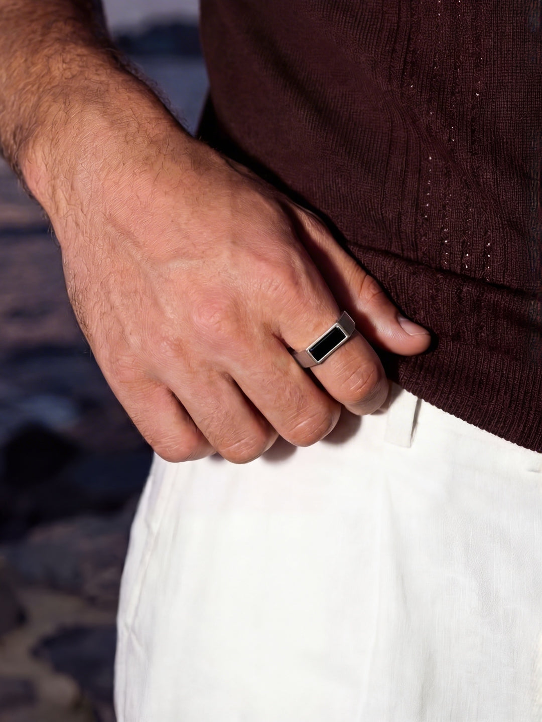 Bague LAGO Noir | Argent