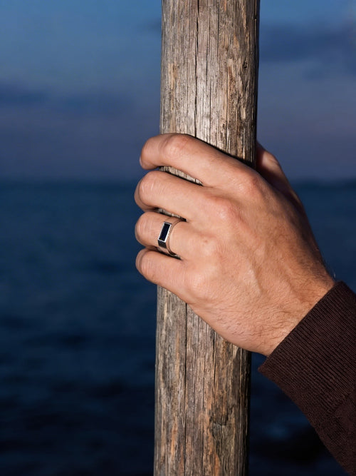 Bague LAGO Noir | Argent