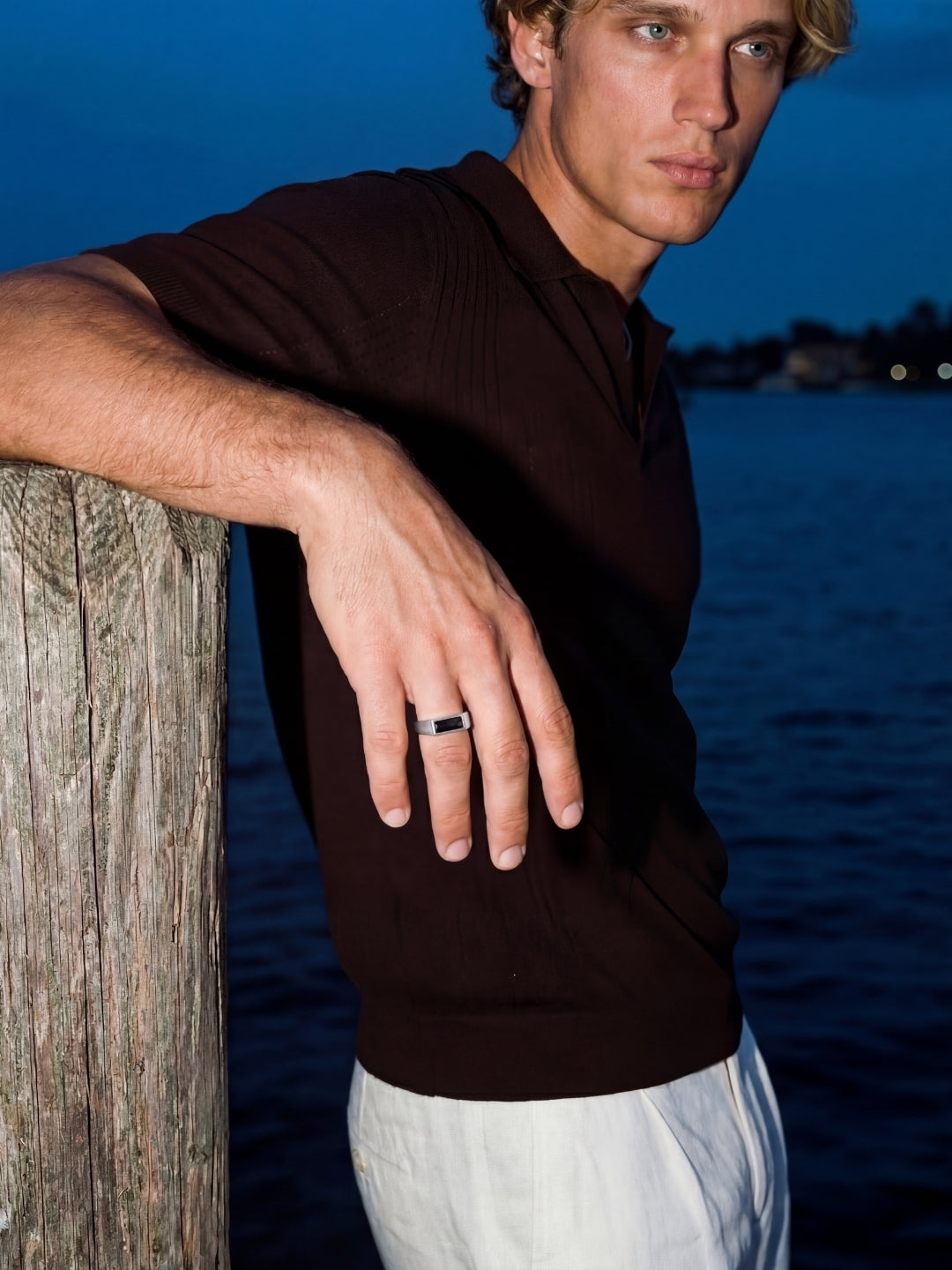 Bague LAGO Noir | Argent